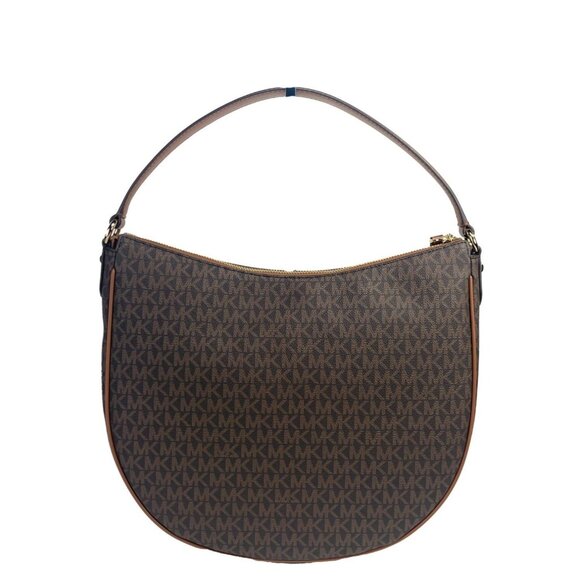 NEW Michael Kors Large Dover Half Moon Crossbody Bag Brown PVC/Leather Shoulder - Picture 3 of 5